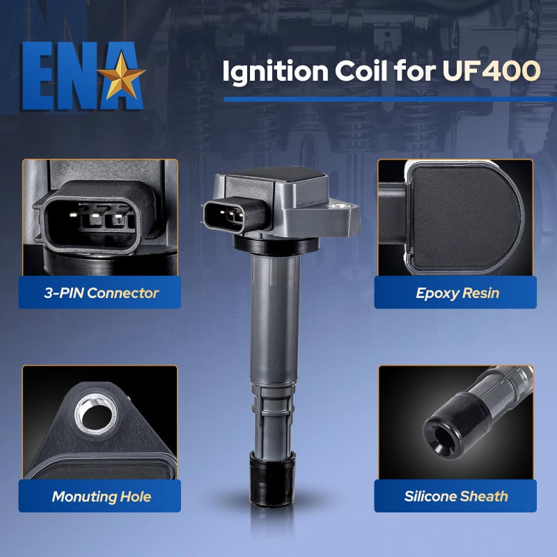 ENA Set of 6 Ignition Coil Pack with Spark Plug 3.5L V6 2001 2002 2003 2004 2005 2006 2007 2008 Compatible with Acura Honda Saturn MDX Pilot Vue Ridgeline Coils Plugs for UF400 C1460 4503 PK16TT - Image 4